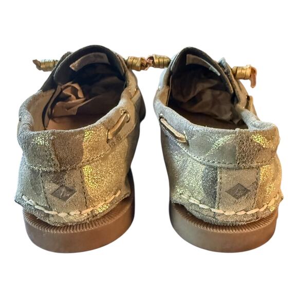 Sperry Green Gold Metallic Camouflage Top Sider Loafer Size 7.5 - Picture 5 of 8